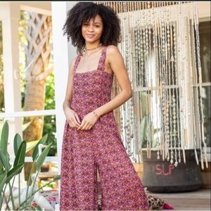 EUC Natural Life wide leg boho jumpsuit
